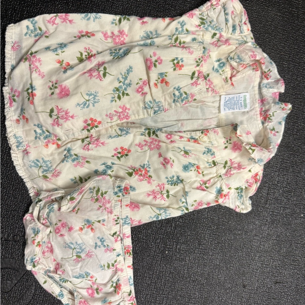 Gymboree Floral Romper Set - Cream and Pink